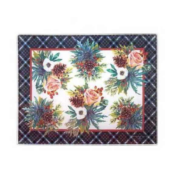 COPY - MACKENZIE-CHILDS, HIGHBANKS WINTER / HOLIDAY SMALL TEMPERED GLASS CUTTIN… - Picture 1 of 3